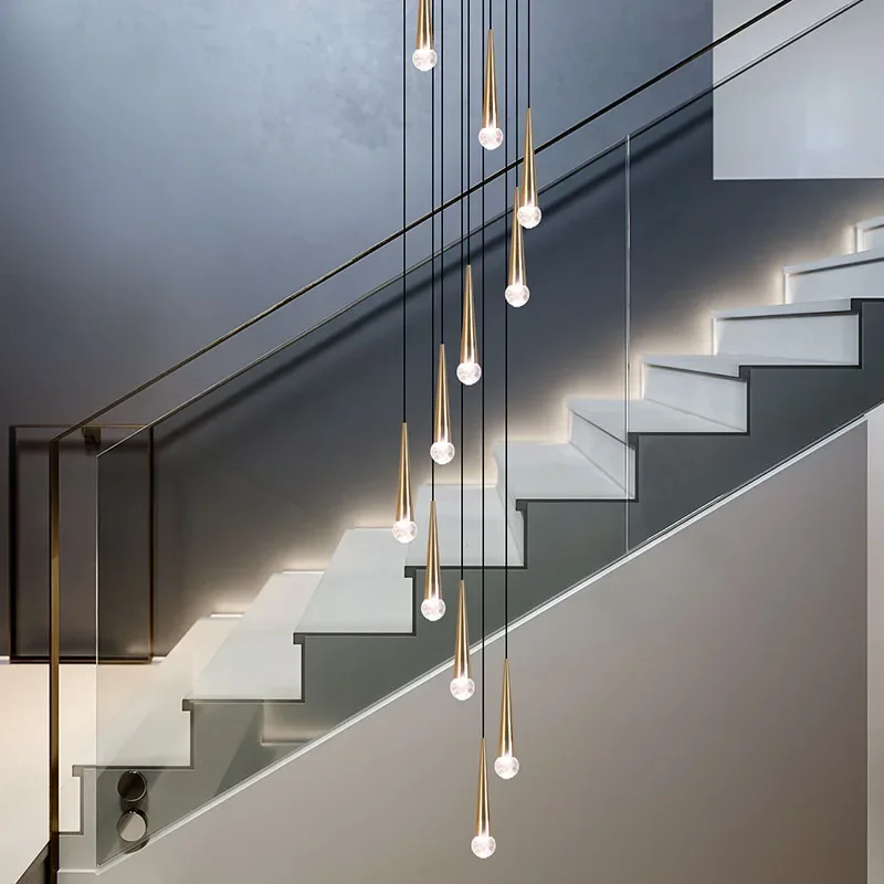 Imagem -06 - Modern Crystal Led Candelabro Luxo Pingente Luminárias Long Staircase Suspensão Luminária Ilha Interior Pendurado Lâmpadas