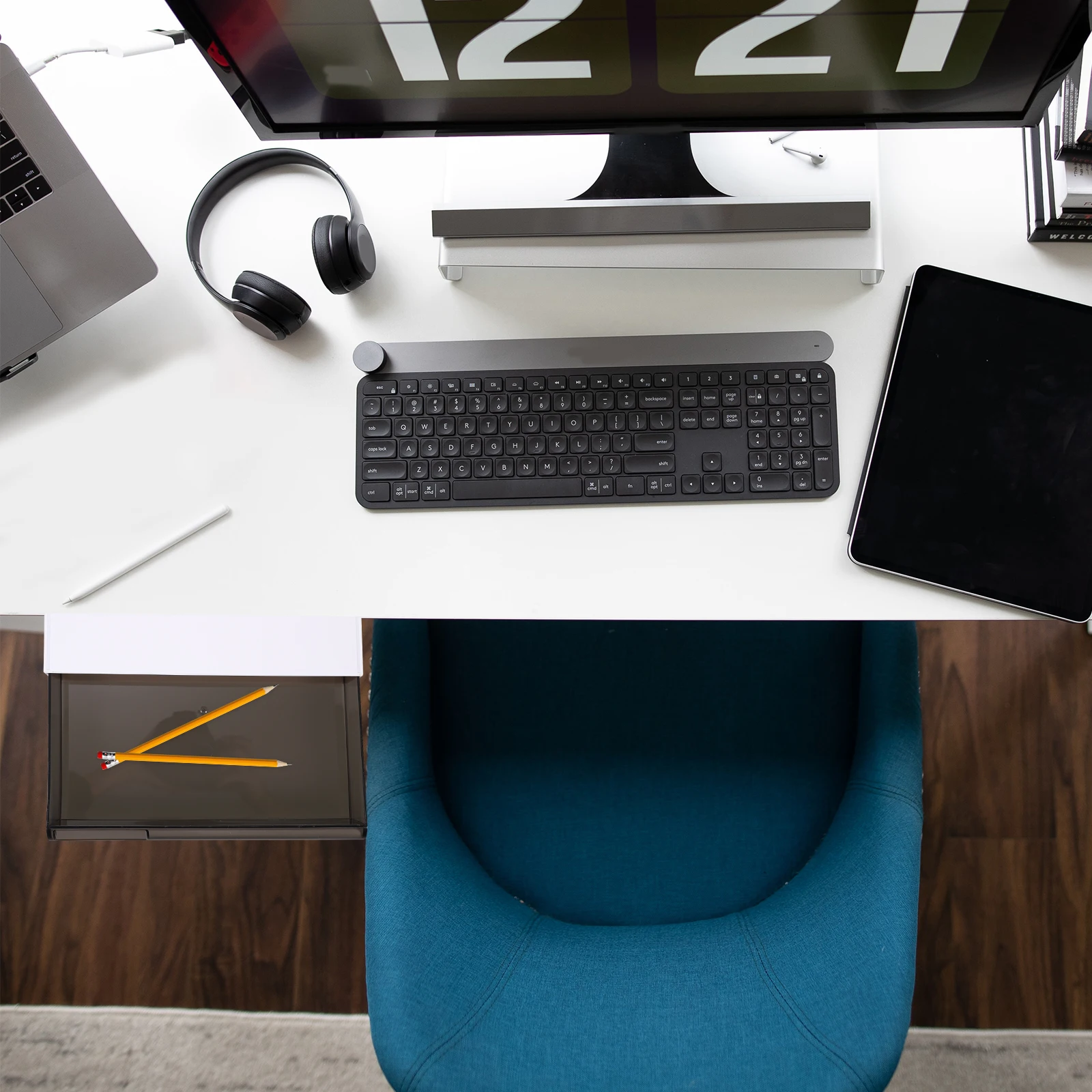 

Under Desk Drawer Organizer Hidden Storage Box For Stationery Office Supplies Adhesive Desktop Shelf Container Desk