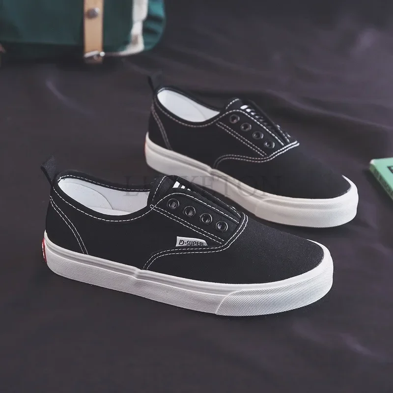 Flat Bottomed Low Cut Canvas Shoes with Elastic Bands Fashionable and Trendy Comfortable and Versatile Casual Board Shoes