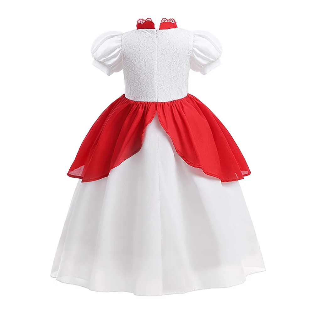 Fancy Peach Princess Cosplay Costume For Girl Halloween Carnival Costume Party Birthday Prom Dresses Girl Christmas Kids Clothes