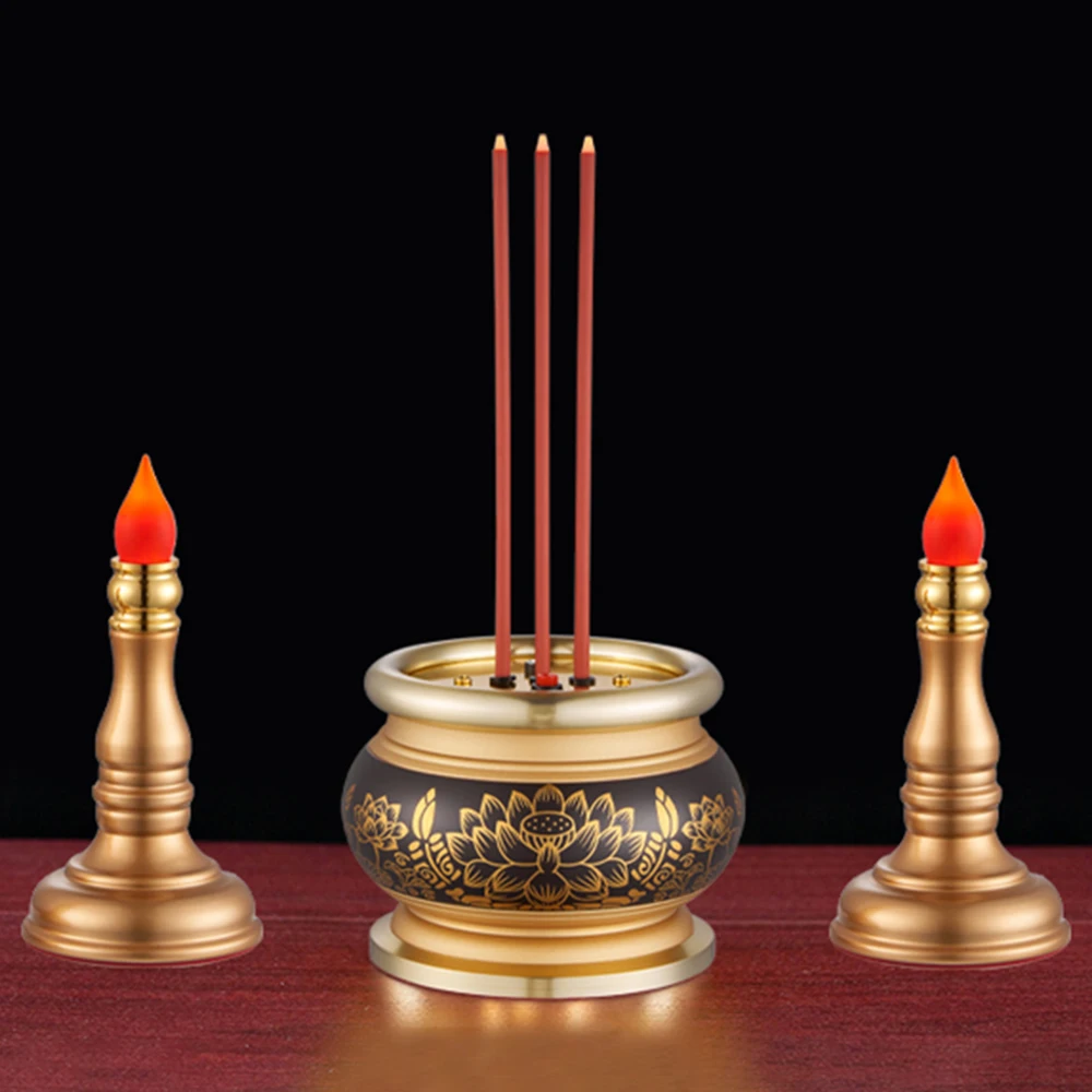 

Charging plug-in style electronic incense burner, Home Buddha front eternal flame, Electronic candle, Heart Sutra Lotus censer