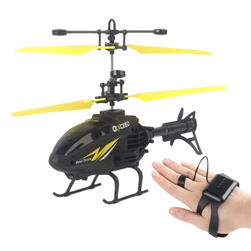 Uhr Handgelenk Handgesteuerter Induktionsflugzeug Schlagfester Hubschrauber mit Beleuchtung Wiederaufladbare Mini-RC-Drohne