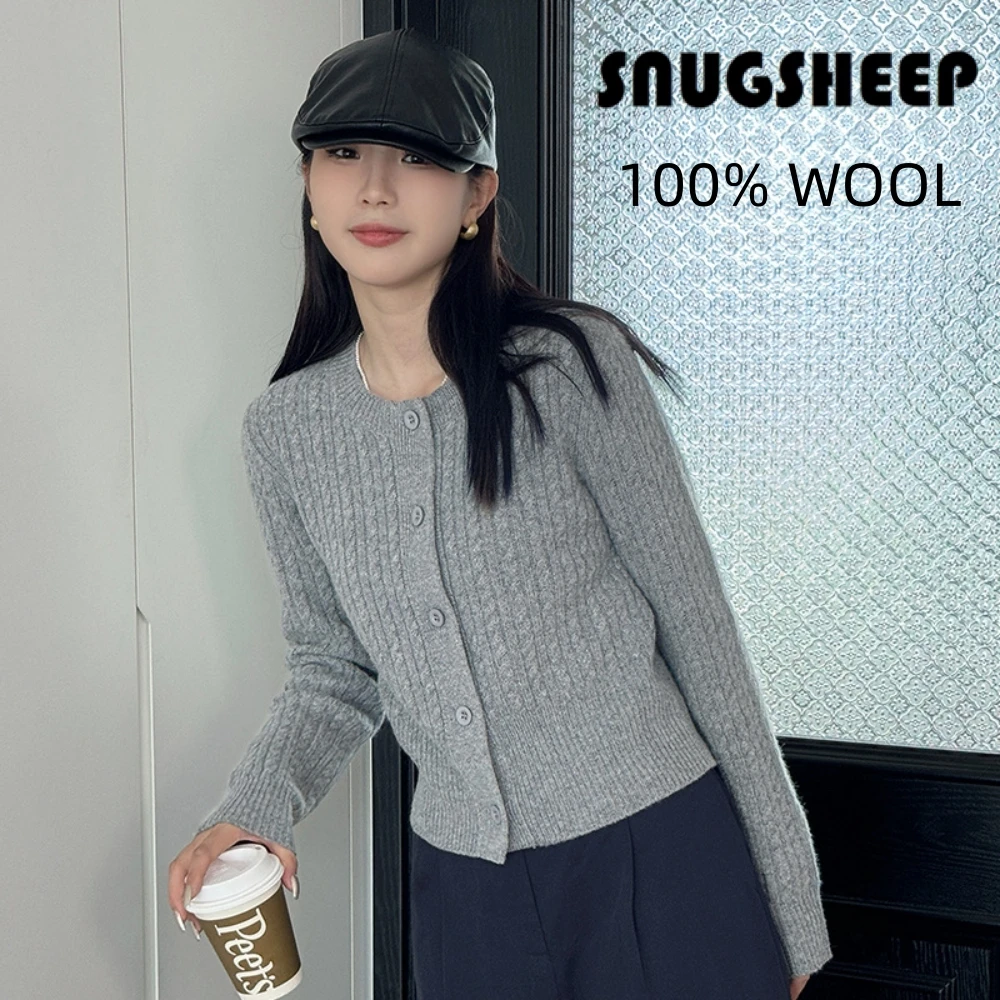 women knitted striped cardigan 100% wool chunky top womens sweater pink tops woman clothing cute long sleeve kawaii style autumn