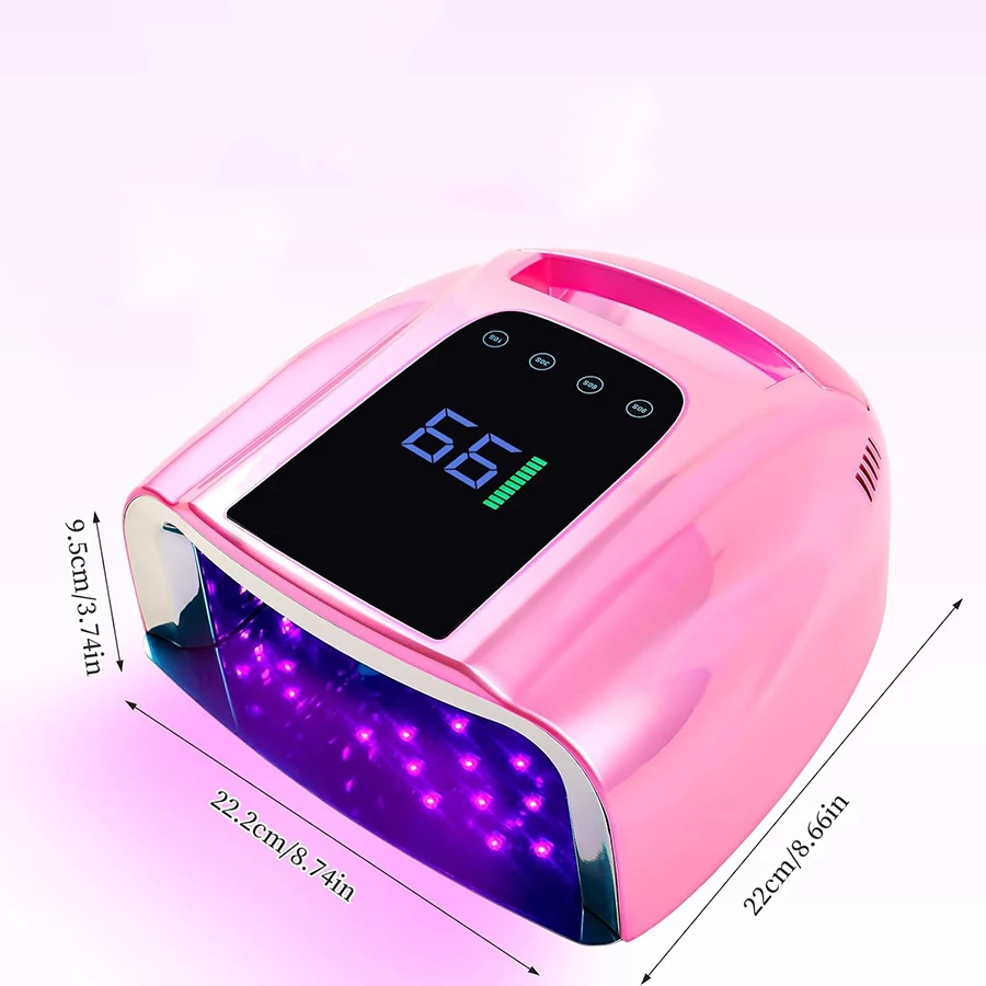 Dual Light Source Rechargeable Nail Lamp with Mirror Bottom Cordless Gel Polish Dryer Pedicure Machine Wireless Nail UV LED Lamp