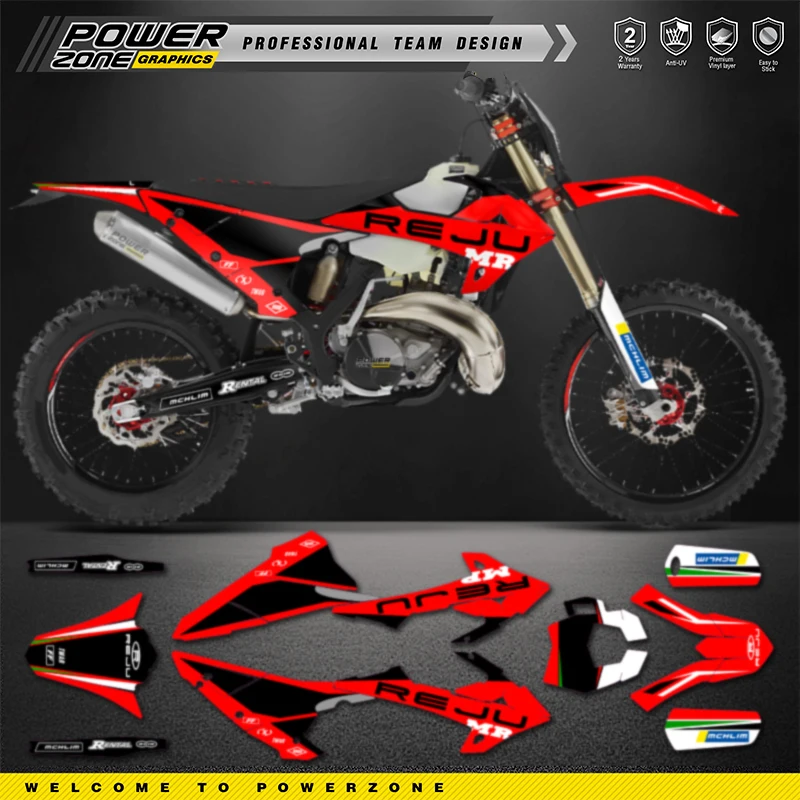 PowerZone Custom Team Graphics Backgrounds Decals Stickers Kit For RIEJU MR 300 2020 2021 Number Name Customize 01