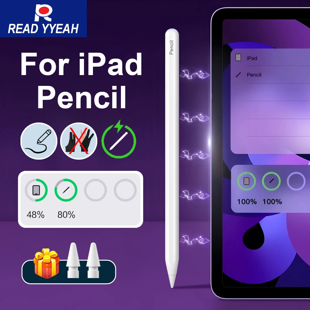 2025 New For Apple Pencil 2 Wireless Charging Palm Rejection Stylus Pen For iPad Air 4 5 Pro 11 12.9 Mini 6 Accessories iPad Pen