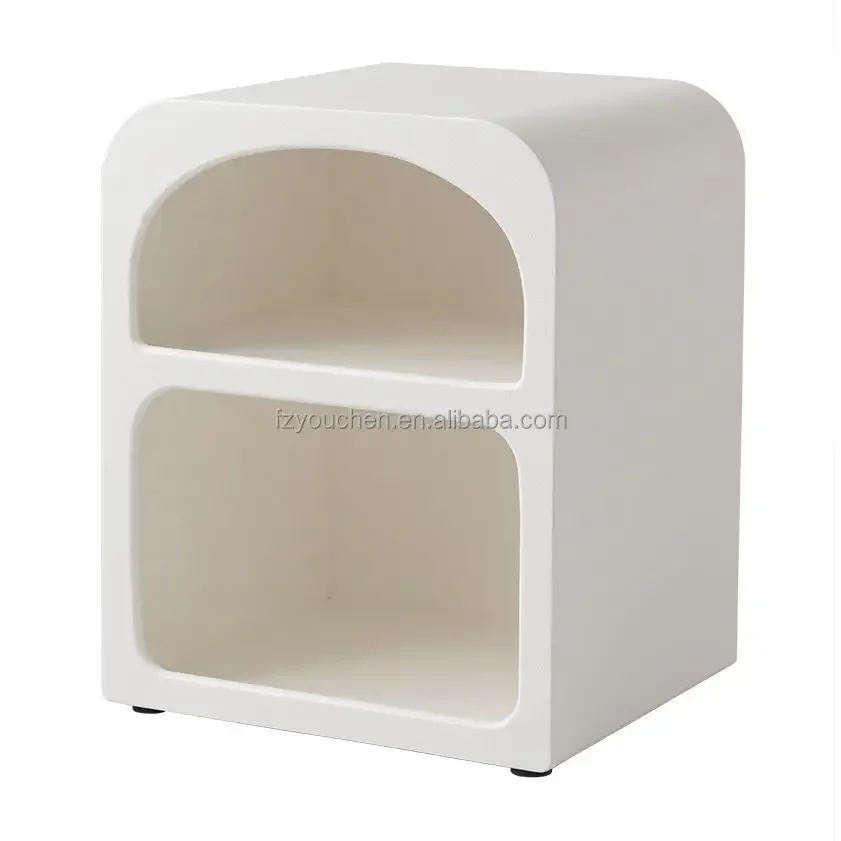 Arched White Wooden Bedside 2 Shelves