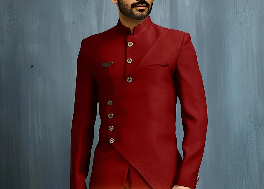 Matching design men's suit 2pcs African/Indian safiri attire customized set with gold button for wedding party formal events