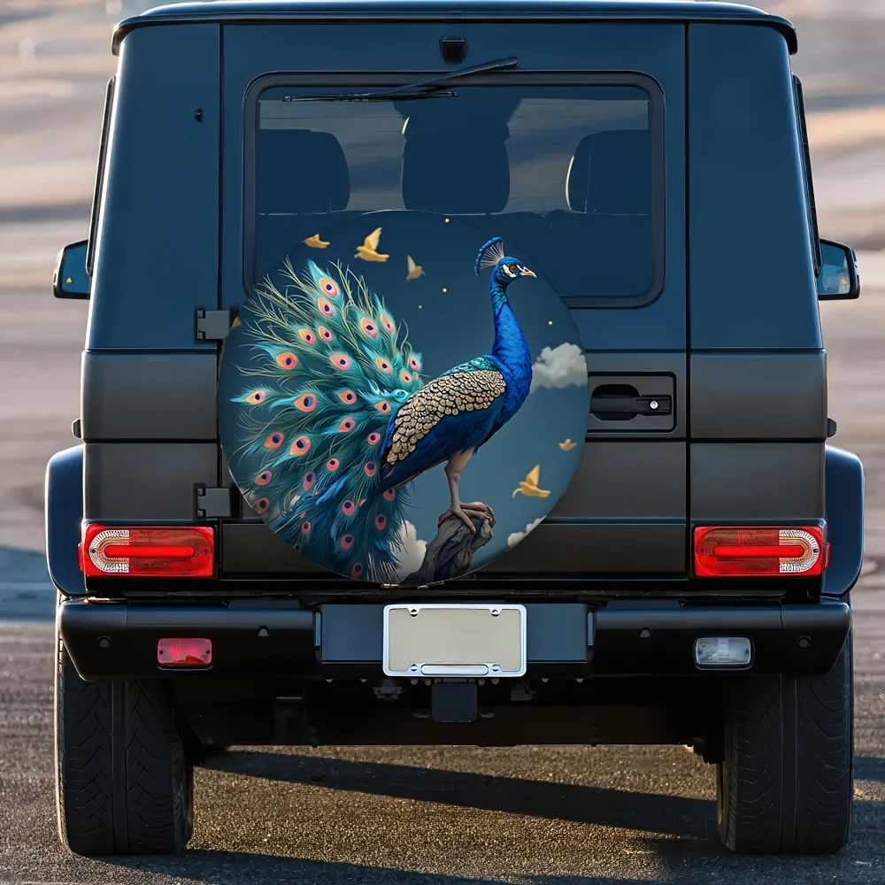 1pc, Universal Tire Cover PeaRooster Golden Tree Machine Washable Polyester,Without Electricity Versatile Suitable For Camping T