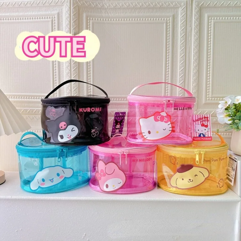 Sanrio Girl Heart Kuromi Transparent Color Makeup Bag Portable Large Capacity PVC Convenient Storage Bag