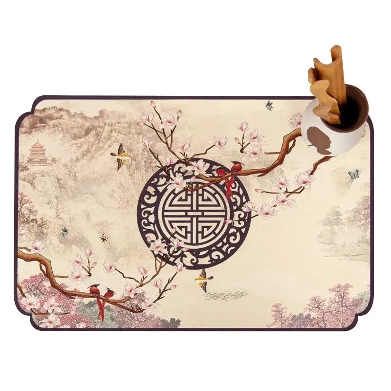 30x45cm neo Chinese Zen style place mat anti-scalding faux leather heat-insulating pads tea mats cup coasters pvc table mat