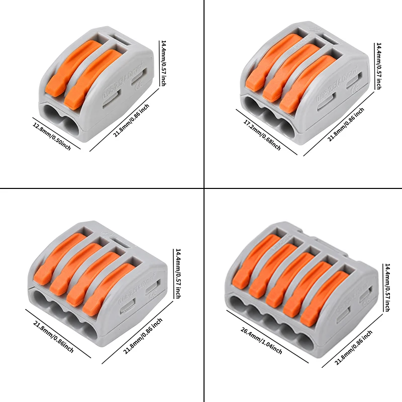 55PCS/100Pcs Electrical Wire Connector Kit 2/3/4/5 Port Lever Compact Splicing Terminal Block Reusable for Electrical Wiring image 2