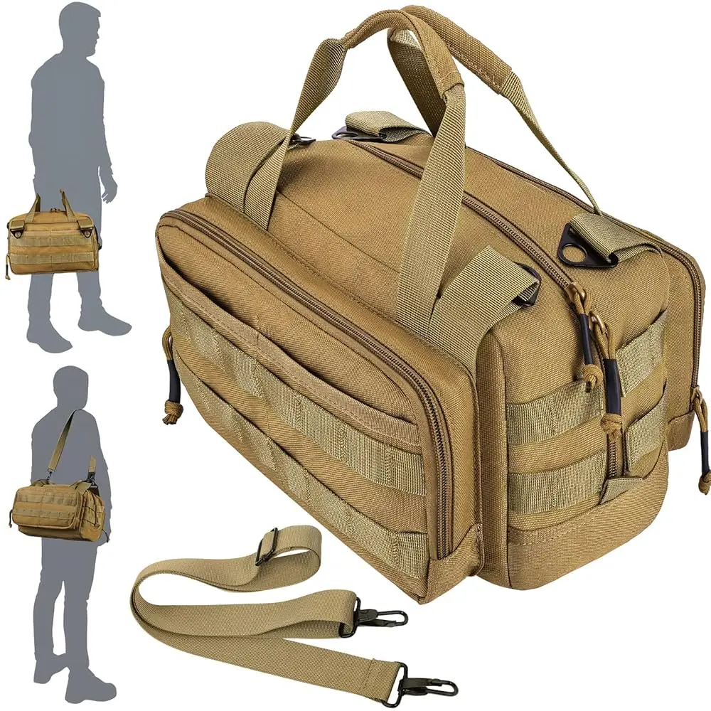 

12 H Tool Bag, Water-Resistant Small Tactical Tool Bag, Durable Handle Tool Bags For Men With Shoulder Strap (Brown)