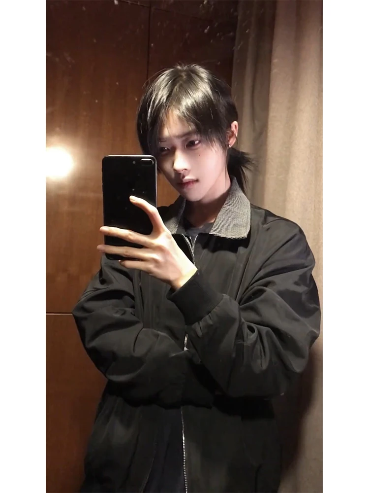 

Men's ort Plaid Jaet Baseball Sle Splicing Design Vintage Flannel Outerwear Autumn Season Casual Wear Polyester Fiber