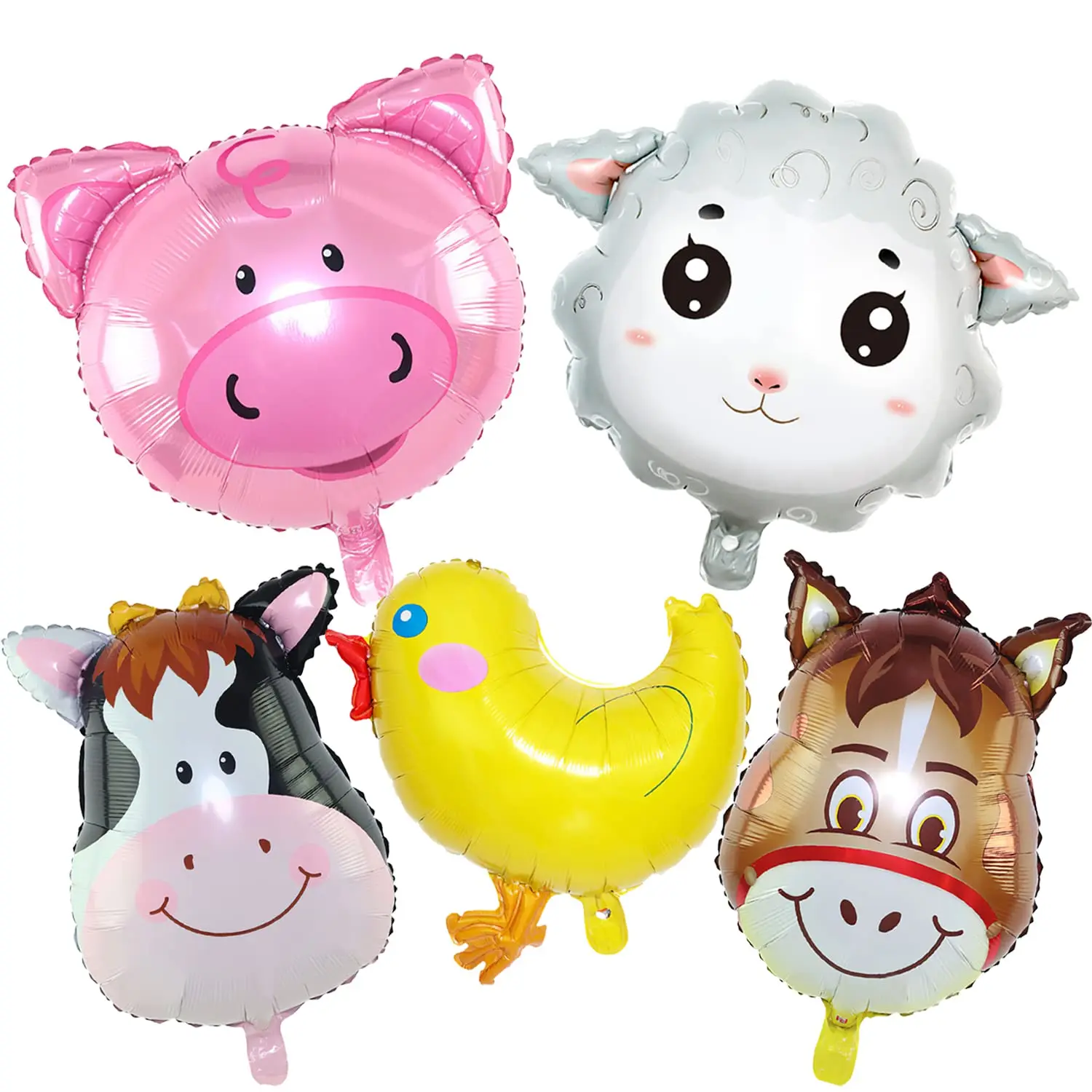 5 PCS Farm Animal Balloons Party  Cow Donkey Sheep Pig Chicken Foil Mylar Birthday Balloon Wedding Baby Shower Party Supplies