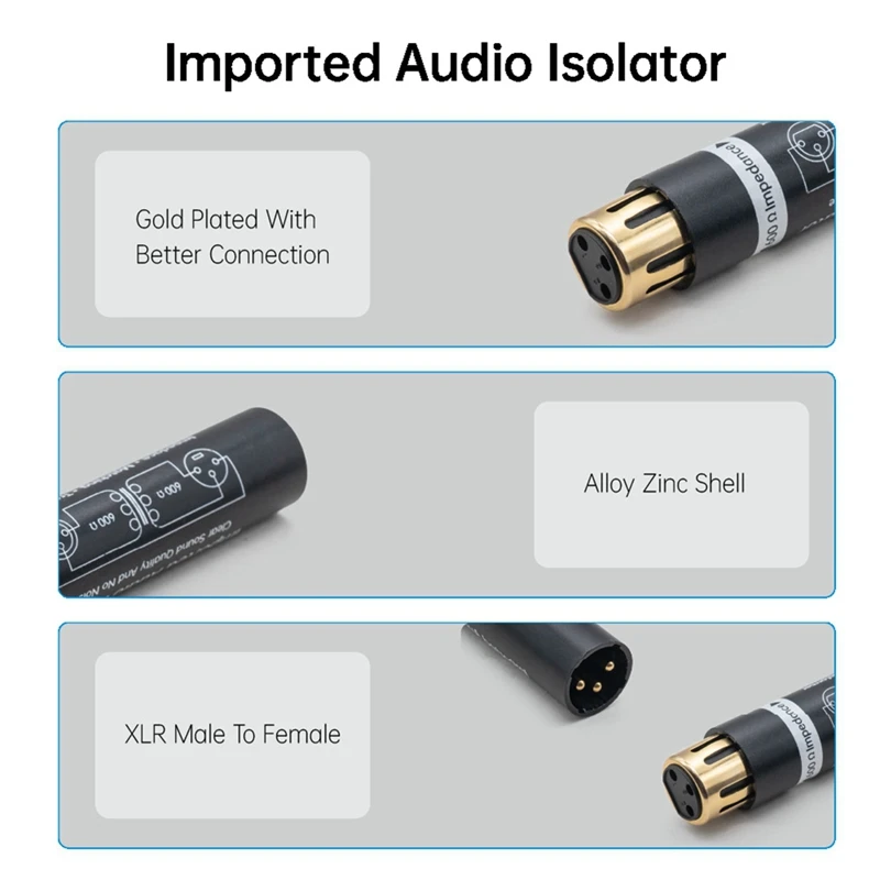 Professional Audio Noise Isolator Signal Isolation Stereo Splitter Filter Karon Male To XLR Female To Female