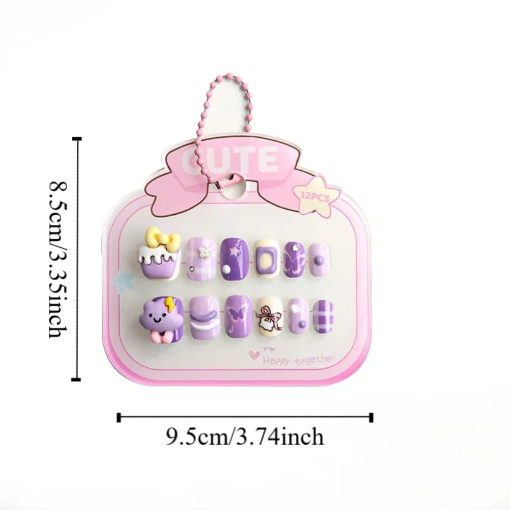 3D Animale Bambini Cartoon Unghie finte Corto a forma quadrata Materiale per manicure Bambini Unghie finte Colore caramella Stampa sulle unghie