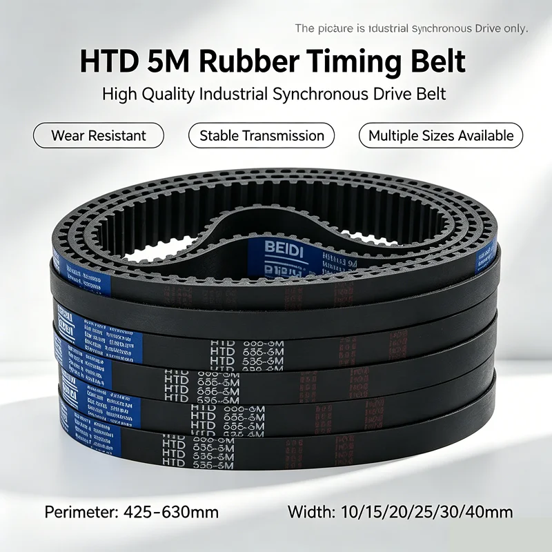 HTD5M Timing Belt Pitch 5mm 425/430/435/440/445/450-605/610/615/620/625/630mm Width 10-40mm Synchronous Transmission Belt