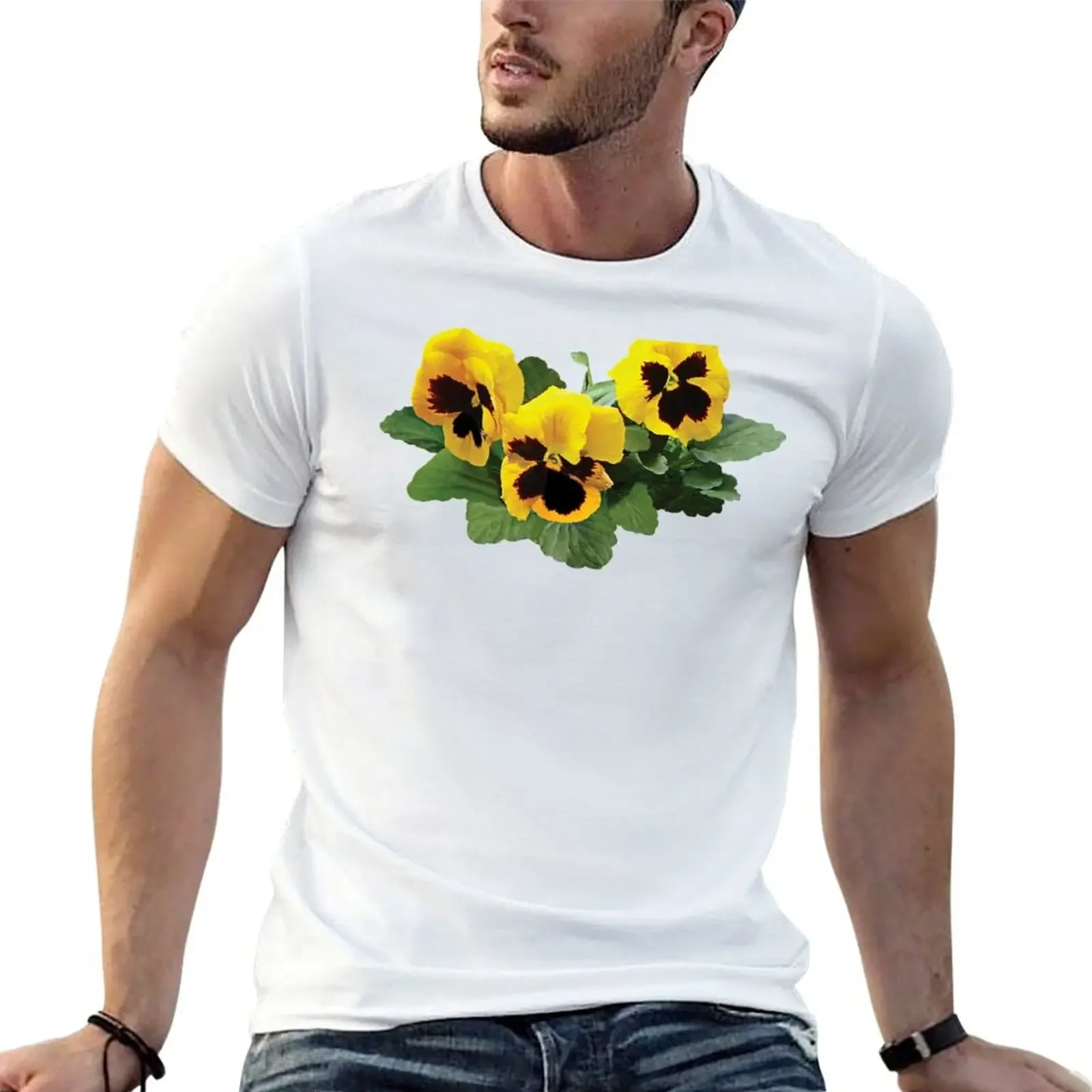 Three Yellow Pansies T-Shirt new edition shirts graphic tee Clothing plain black t shirts men