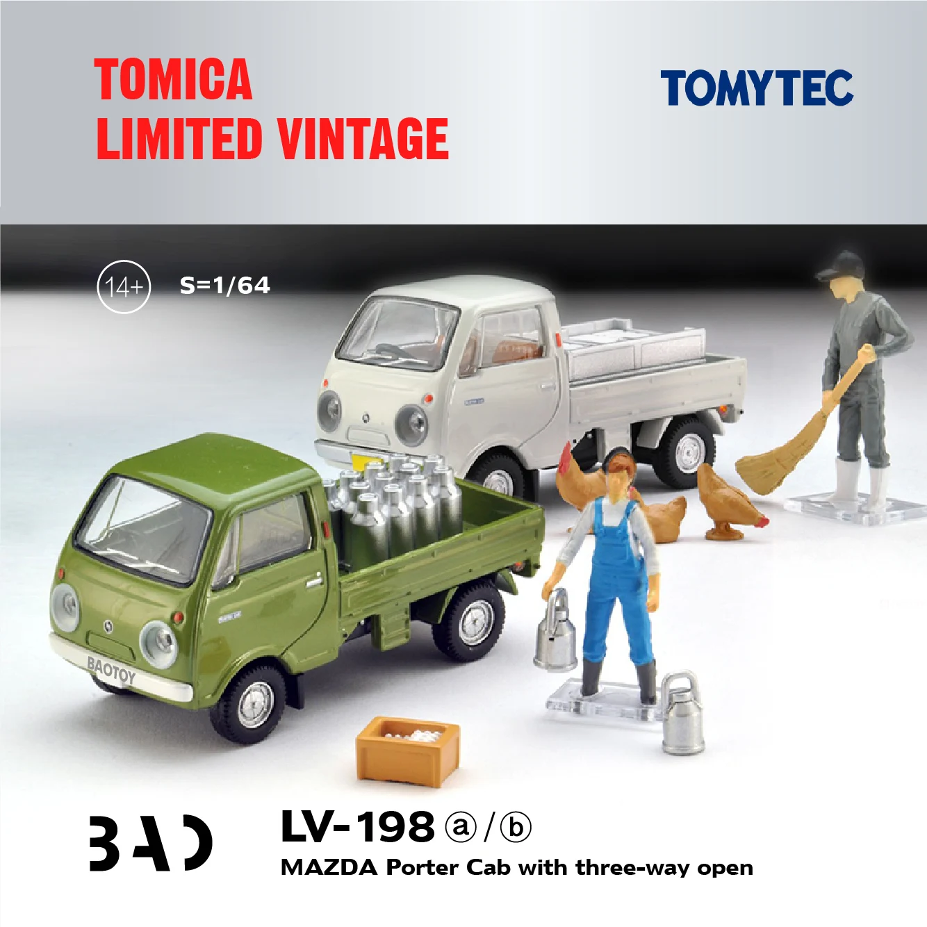 

Коллекция 1/64 года, модель Tomytec Tomica TLV 198A/B 143D для MAZDA Porter Cab Farm Suit, ограниченная серия, имитация из сплава, статическая модель автомобиля, игрушка в подарок