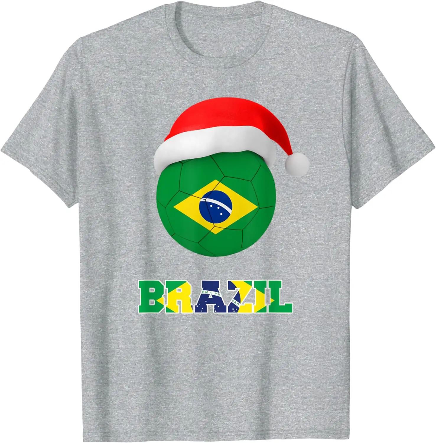 Brazil Soccer Football Santa Hat Brazilian Flag T-Shirt 100% Cotton O-Neck Summer Short Sleeve Casual Mens T-shirt Size S-3XL