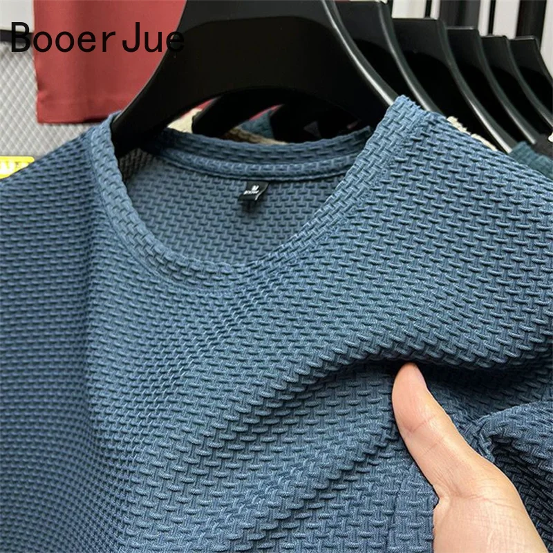 High End Ice Silk Mesh T-shirt Men's Short Sleeve Round Neck Tshirt Man Summer Half Sleeve Men Thin Solid Color Sports Tees Tops image 6