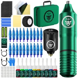 JOANSPRING Tattoo Machine Kit Wireless 1350mAH Battery Rotary Tattoo Machine Pen Set With 5ml Tattoo Pigments Cartridge Needles