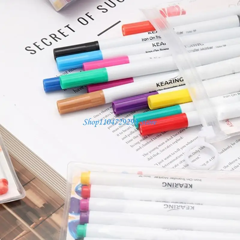 

Y2GD 12Pcs Iron On Transfer Pen 12 Color Fabric Marker Iron On Transfer Marker Embroidery Transfer Pen for Tshirt, Bag, Hat