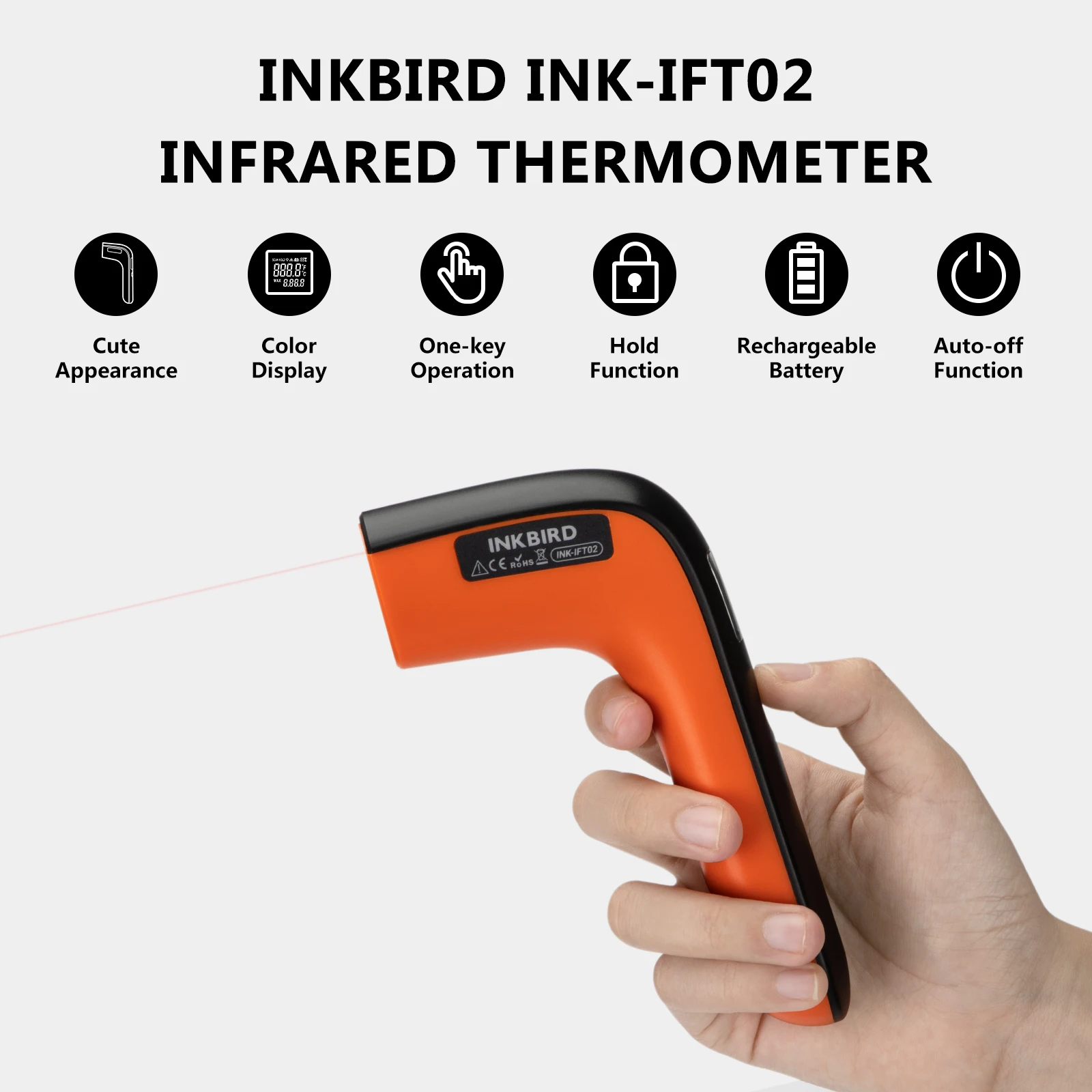 INKBIRD Non Contact Digital Thermometer Gun -50℃~550℃ Infrared Thermometer Laser Temperature Meter for Cooking,Grilling,Brewing