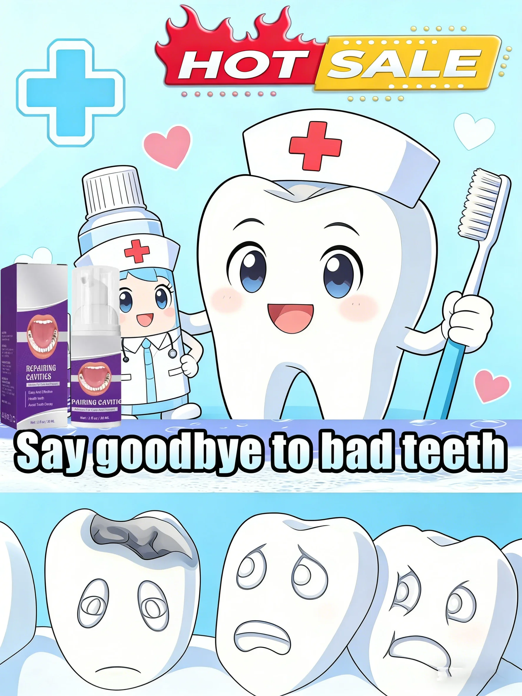 

Teeth Cleaning Toothpaste Removes Tooth Stains Teeth Whitening Tooth decay repair Calculus Plaque Periodontitis Remove Cavities