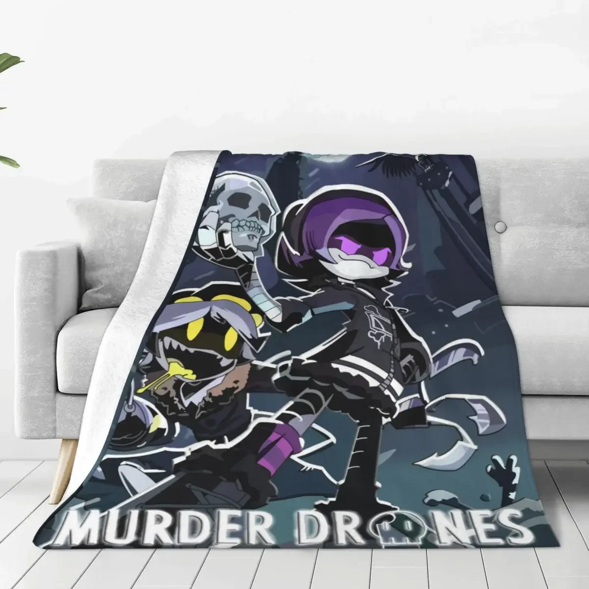 Murder Drones Anime Fleece Throw Blanket N and Uzi Blankets for Home Bedroom Soft Bedding Throws