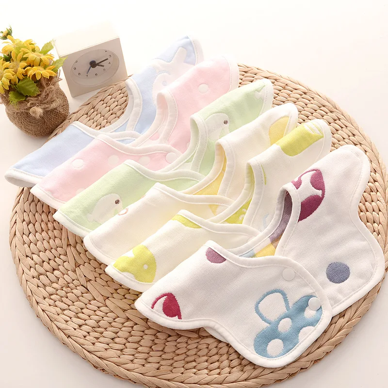 Baby Saliva Towel Cotton Gauze Jacquard Craft 360 Degree Rotation Anti-vomiting Milk Not Dirty Clothes Baby Bib Bib