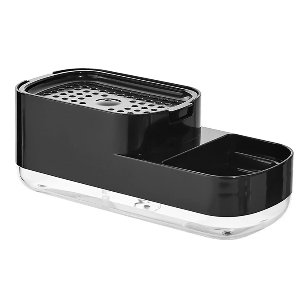No More Messy Countertop  Dish Soap Dispenser with Sponge Holder  Easy to Store and Use  Available in White and Black