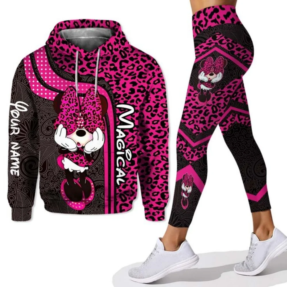 

2025 Disney 3D Hoodie Sports Sweatshirt Yoga Pants Minnie Fashion Sports Women Yoga Set