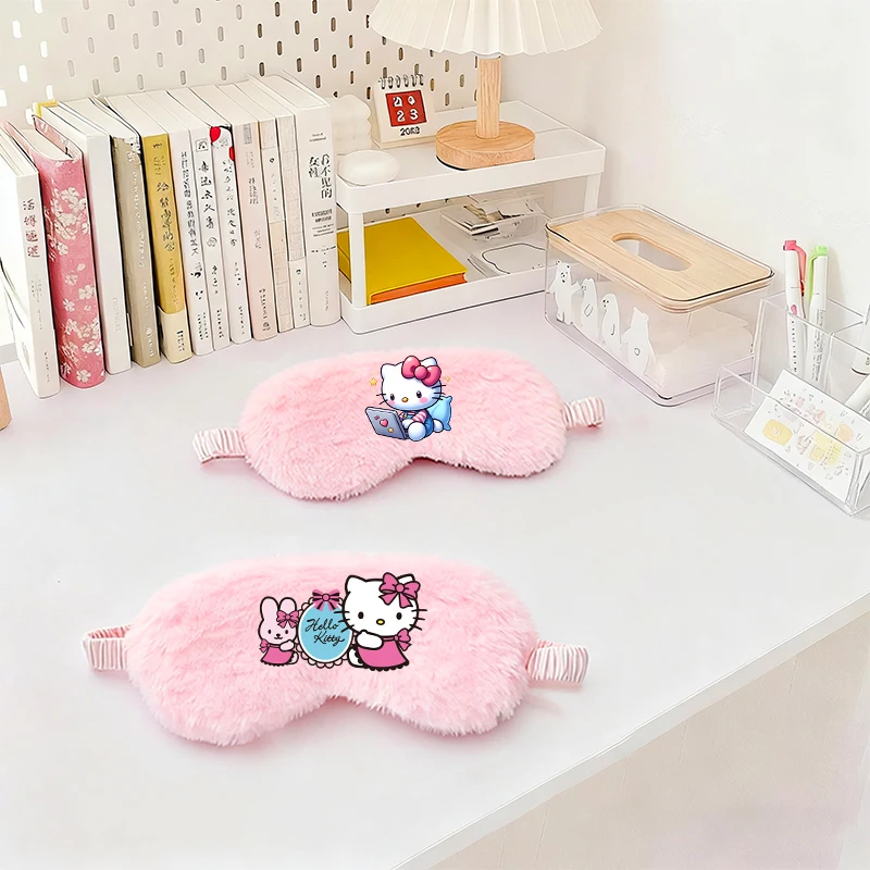 

Милая маска для глаз Hello Kitty Girl, плюшевая маска для сна Sanrio с аниме-принтом Kawaii Woman Siesta Shade Patch Travel Relax Mask, детский подарок на вечеринку