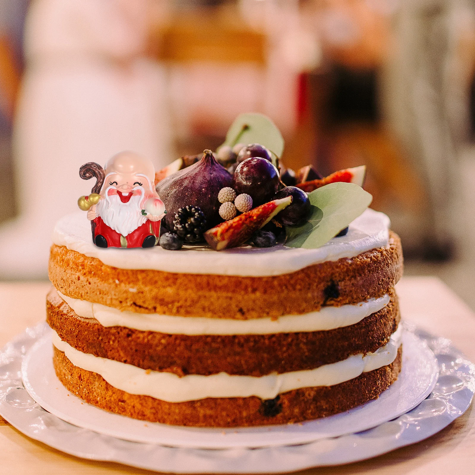 

3pcs Cake Decoration Figurines Resin Chinese Elders Statue For Birthday Party Longevity Symbol Miniature Figure Car Decor