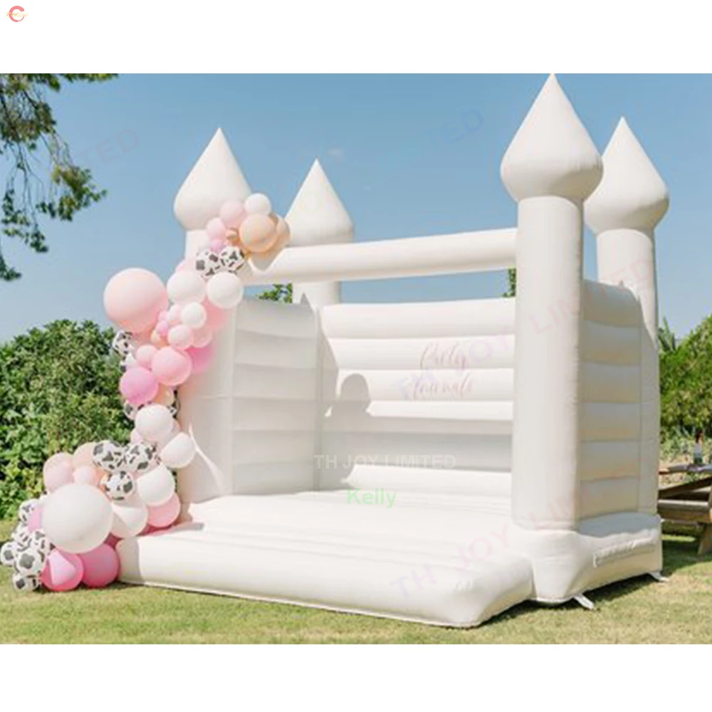 13x13ft-4x4m moonwalk comercial bouncer inflável saltando castelo bouncy jumper pvc branco casamento casa do salto