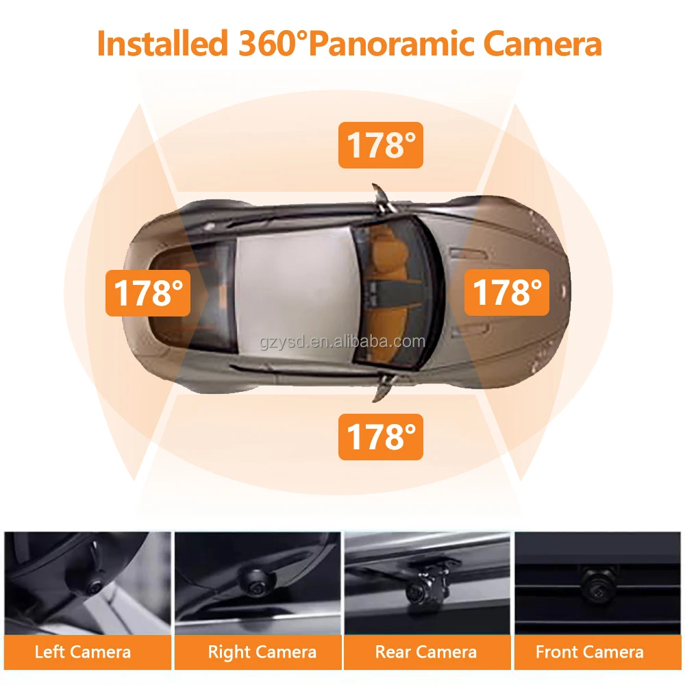 360 Degree Panoramic 1080P Camera 2D 3D Bird View Parking Security System 9 Inch And-roid Car Radio With 360 Camera