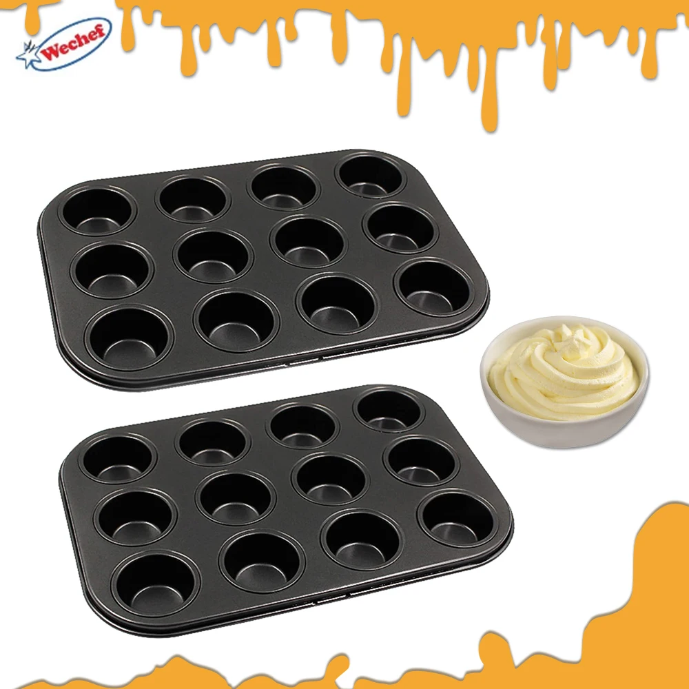 

12 Cups Non-Stick Cupcake Pan Muffin Storage Tray Round DIY Bread Cookies Fondant Egg Tart Pudding Steamed Cake Mold Baking Tool