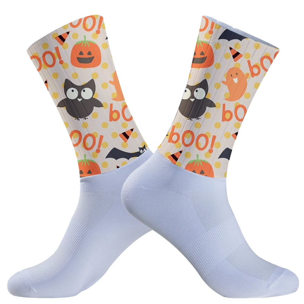 Chaussettes de compression hauteur genou pour homme, chaussettes de cyclisme, vélo de route, course à pied, infirmière, Halloween