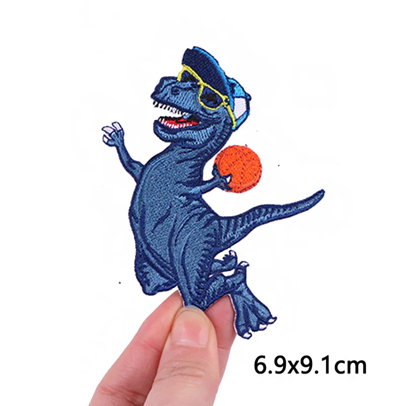 Funny Dinosaur Patch Jesus Cross Embroidered Patches For Clothing Stripe Iron on Patches For Clothes Animal Badge Patch Stickers