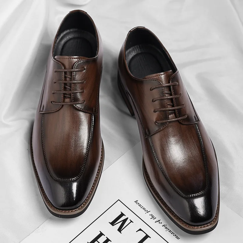 

Men's Leather Shoes 2025 Spring and Autumn Fashion Men's Business Dress Shoes Trend British Gentleman Shoes Wedding Shoes