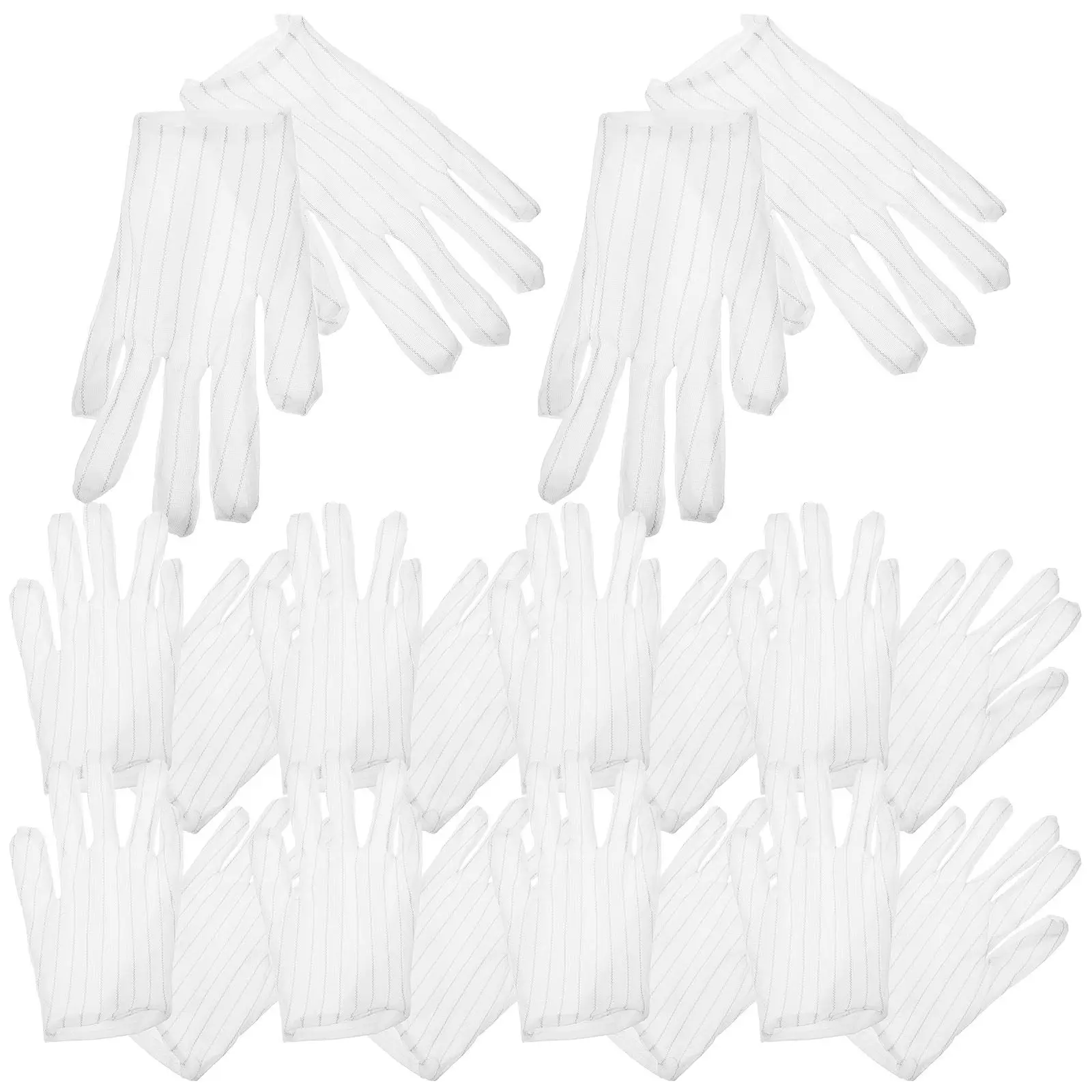

10pcs 10 Pairs Anti Static Gloves White Work Gloves Non Slip Protective Hand Glove For Women Men Jewelry Coin Handling Cleaning