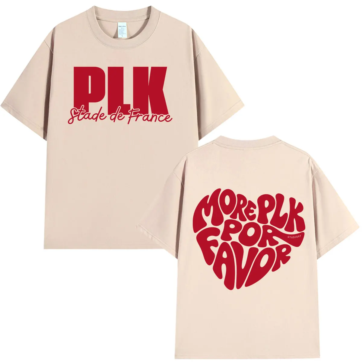PLK Stade De France 2026 Tour Merchandise Doppelseitig Bedrucktes T-Shirt für Männer und Frauen, Modische Kurzarm-Oversize-Baumwoll-T-Shirts – Detail 5