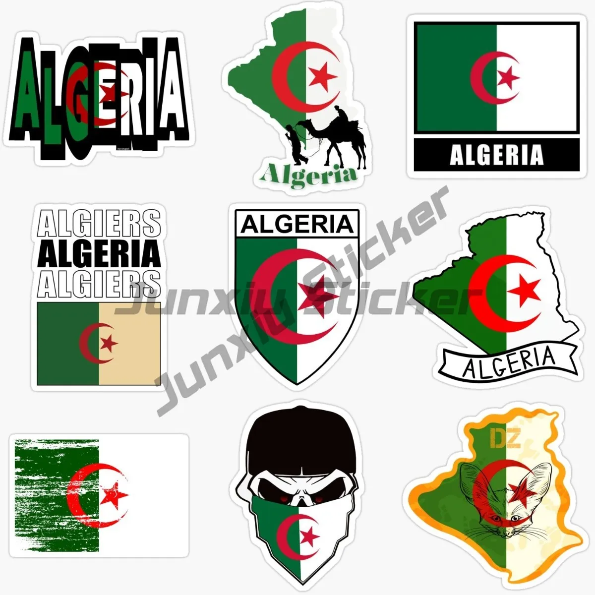 Creativity ALGERIA Flag Map National Vinyl Waterproof Anti-UV Decal Bottle Tumbler Boat Car Truck Window Kayak Bumper Sticker