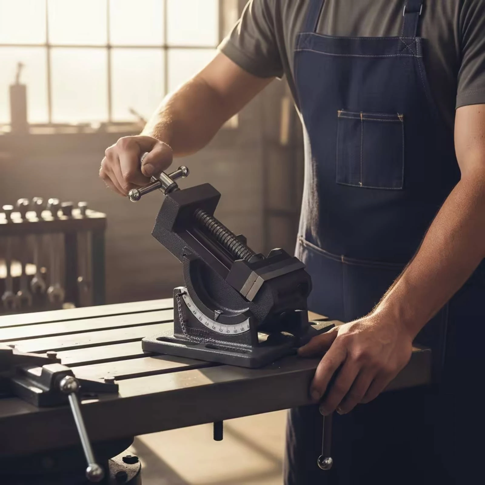 Adjustable Angle Vise Tilting Inclined Bench Vise Long-Lasting Wear-Resistant for Machinists, Machine Shops, Workshops