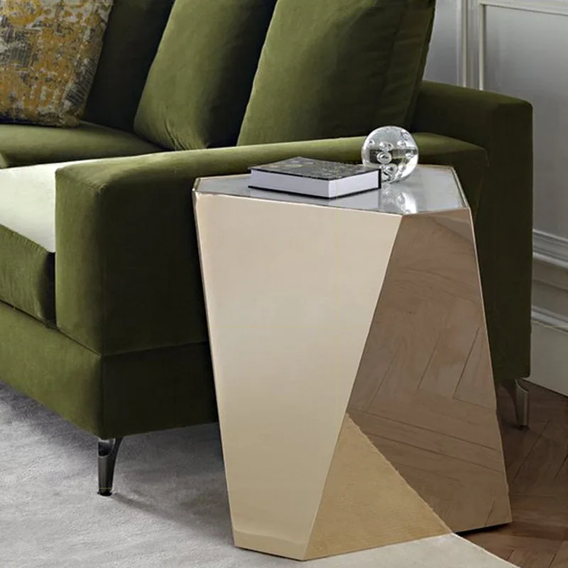 Sofa corner model room stainless steel marble small side few coffee table living room special-shaped set few combinations
