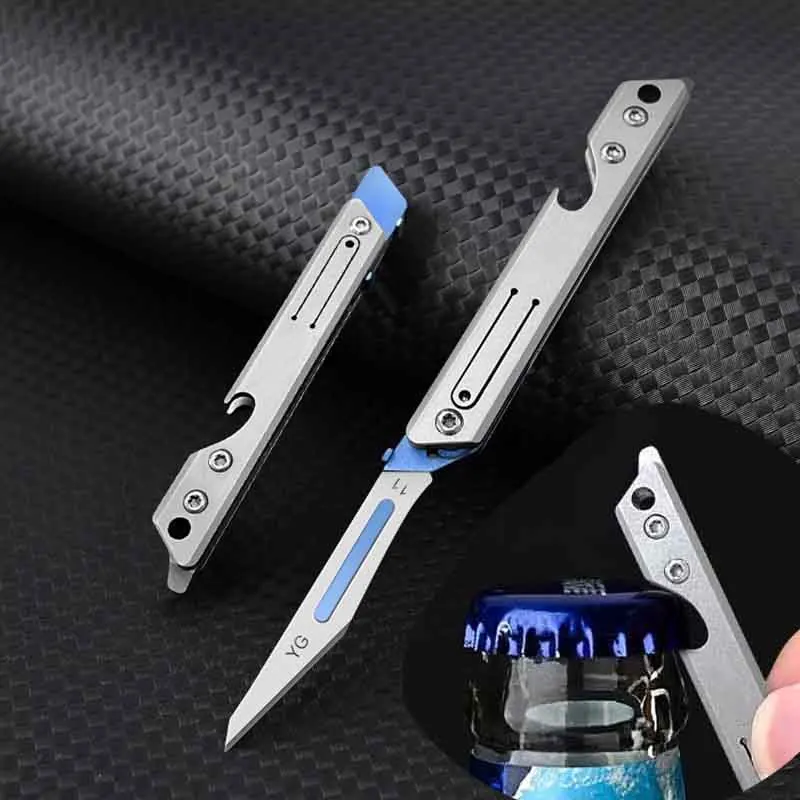 NEW NO11 Blades Folding Knife Stainless Steel Surgical Knife Quick Open Portable Pocket Knife Screwdriver Tool Bottle Opener