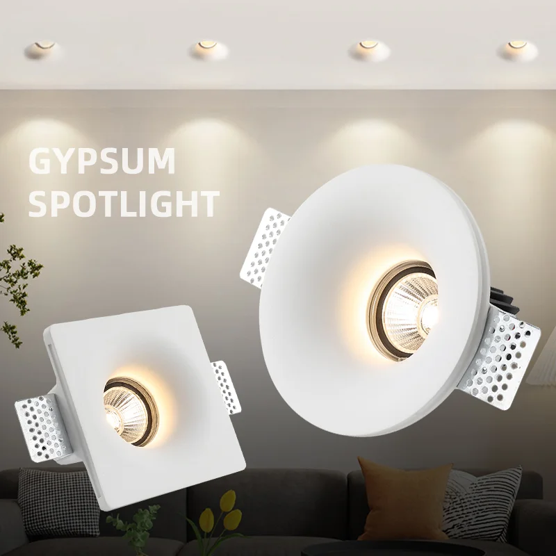 Oprawa sufitowa do wbudowania gipsowego typu Downlight Bez obramowania GU10 LED Reflektor przeciwodblaskowy Spotlight Oświetlenie korytarza salonu