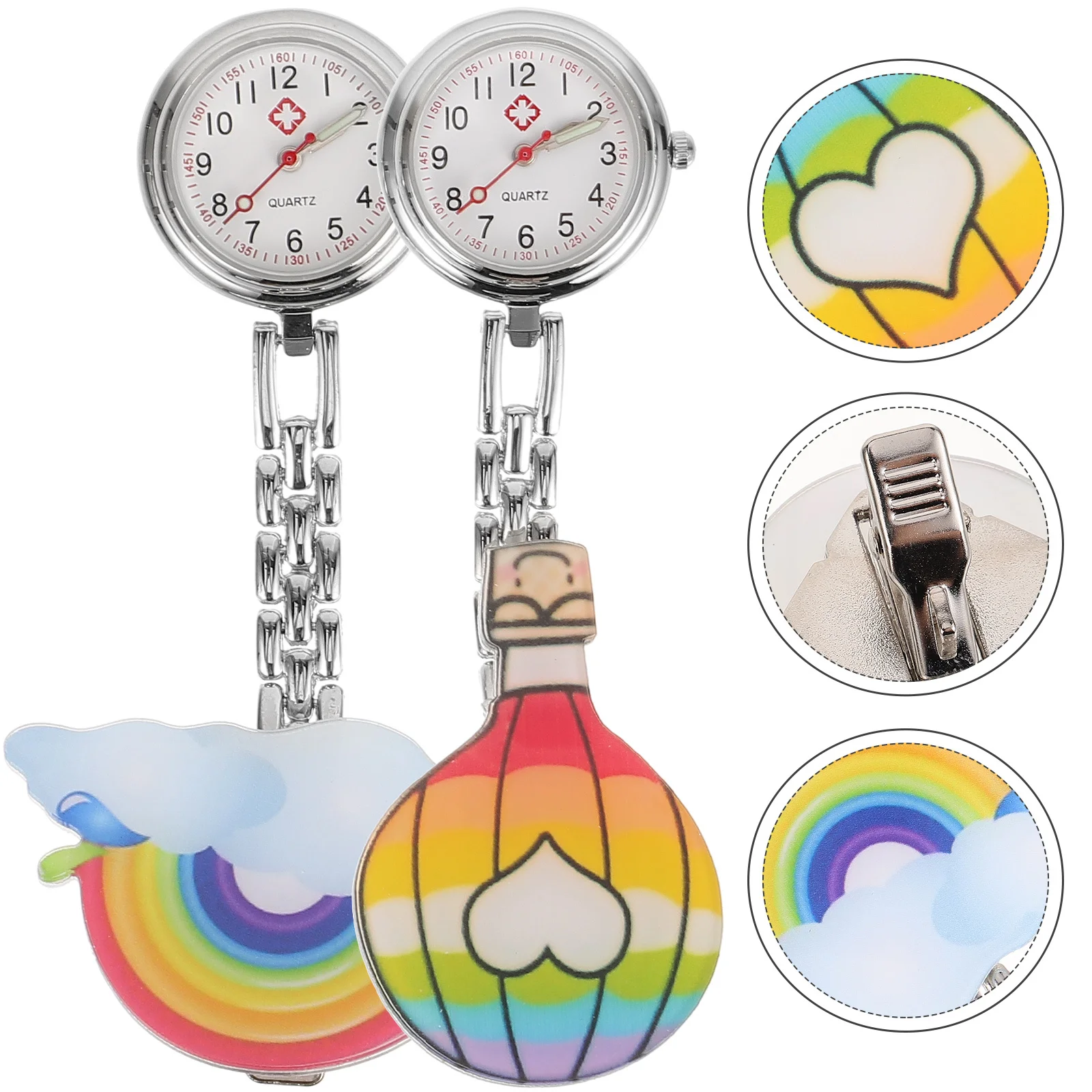 

2Pcs Nurse Watch Exquisite Workmanship Portable Clip-on Precise Time Elegant Pendant for Women Doctors Nurse Watch